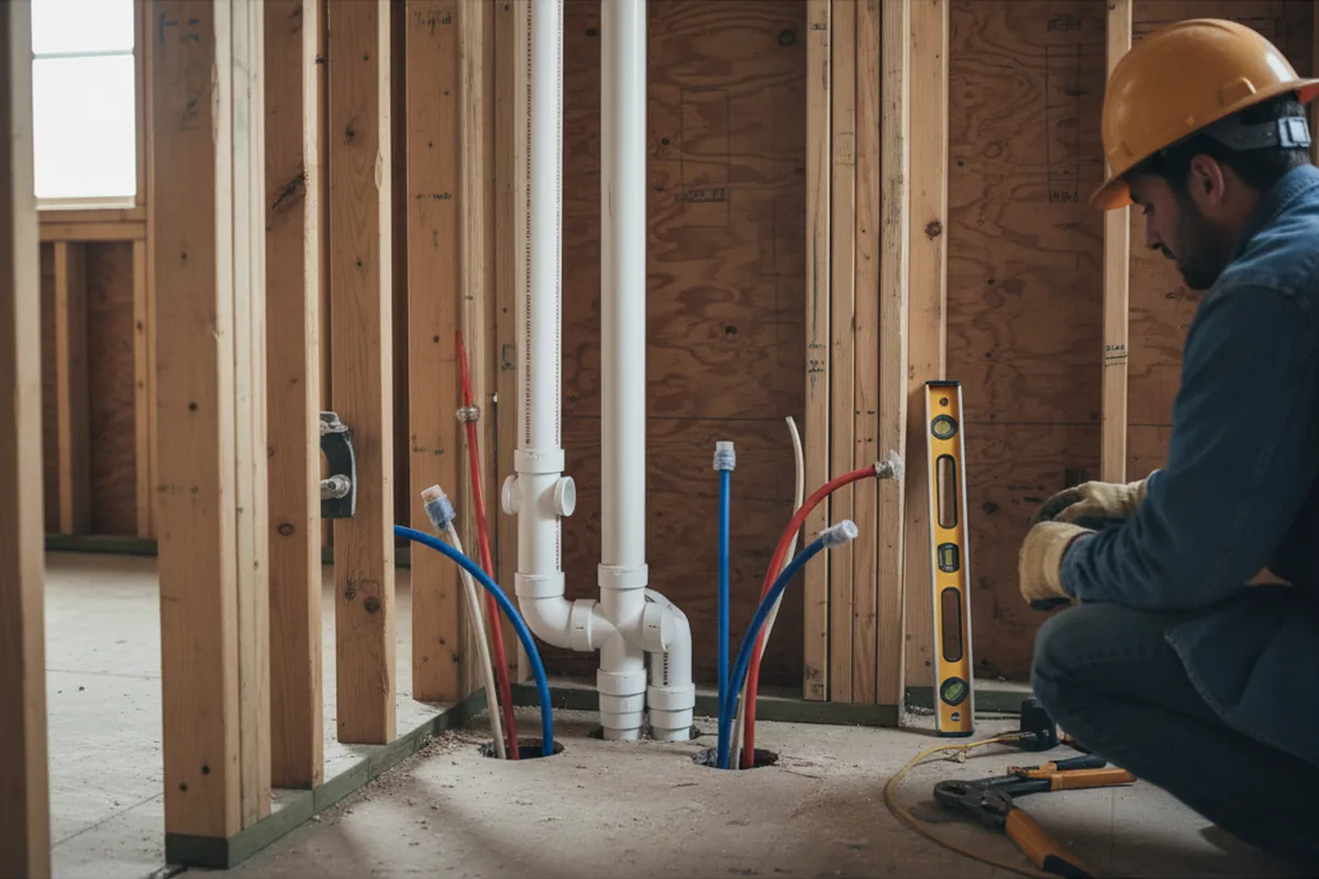 Drain and supply rough-in during Leak Detection in Dewey